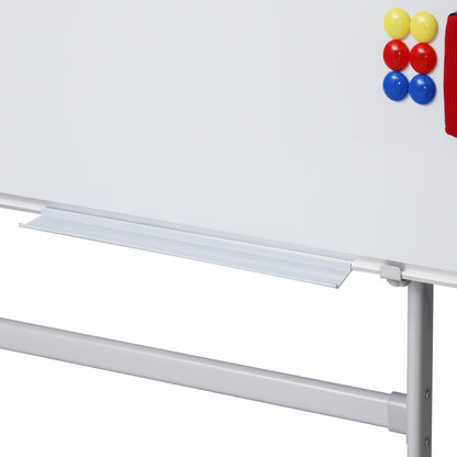 White Smoke 90x120cm Standing Whiteboard with Wheels Magnetic Double-Sided Erase Board