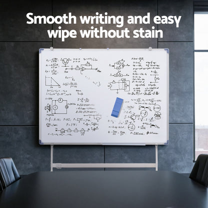 Light Gray 90x120cm Standing Whiteboard with Wheels Magnetic Double-Sided Erase Board