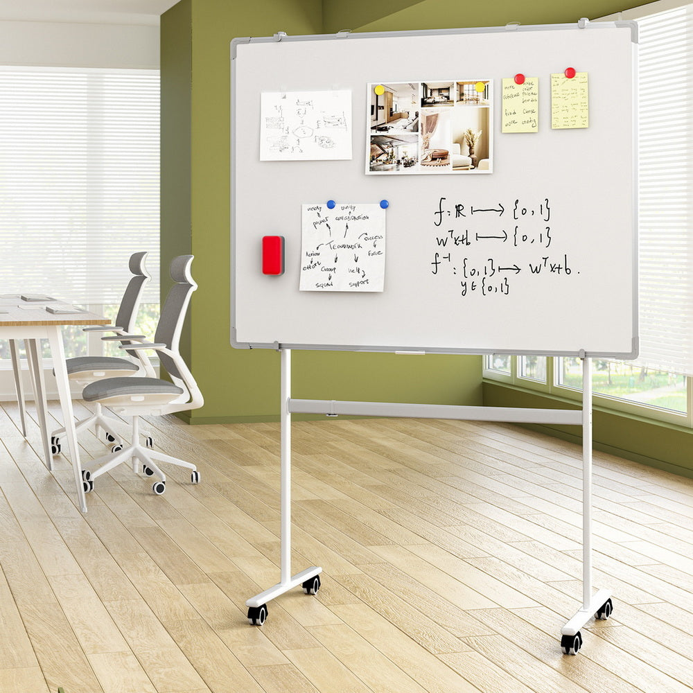 Lavender 90x120cm Standing Whiteboard with Wheels Magnetic Double-Sided Erase Board