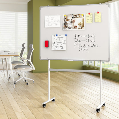 Lavender 90x120cm Standing Whiteboard with Wheels Magnetic Double-Sided Erase Board
