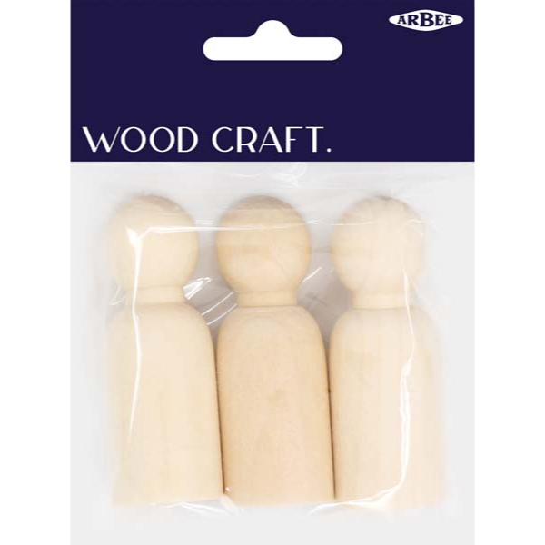 Midnight Blue Wooden People, 3pcs Woodcraft