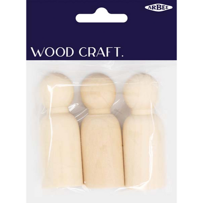 Midnight Blue Wooden People, 3pcs Woodcraft