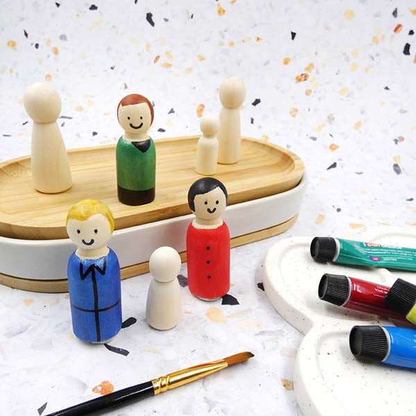 White Smoke Wooden People, 3pcs Woodcraft