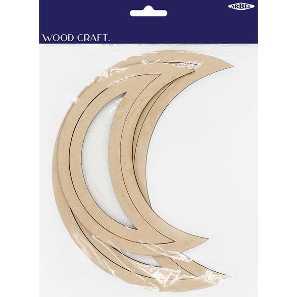 White Smoke Wooden Frames, Moon, 4pk Woodcraft