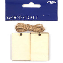 Beige Wooden Rectangular Tag, 6pcs Woodcraft