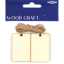 Beige Wooden Rectangular Tag, 6pcs Woodcraft