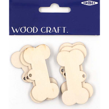 White Smoke Wooden Bone-Shaped Tags, 6pcs Woodcraft