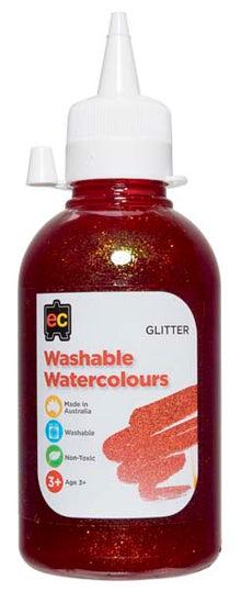 White Smoke EC Washable Glitter Watercolour 250ml Orange Kids Paints