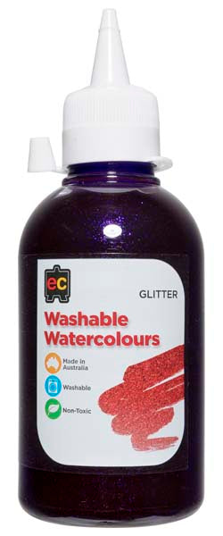 White Smoke EC Washable Glitter Watercolour 250ml Purple Kids Paints