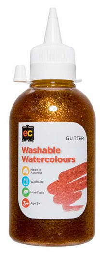 White Smoke EC Washable Glitter Watercolour 250ml Yellow Kids Paints