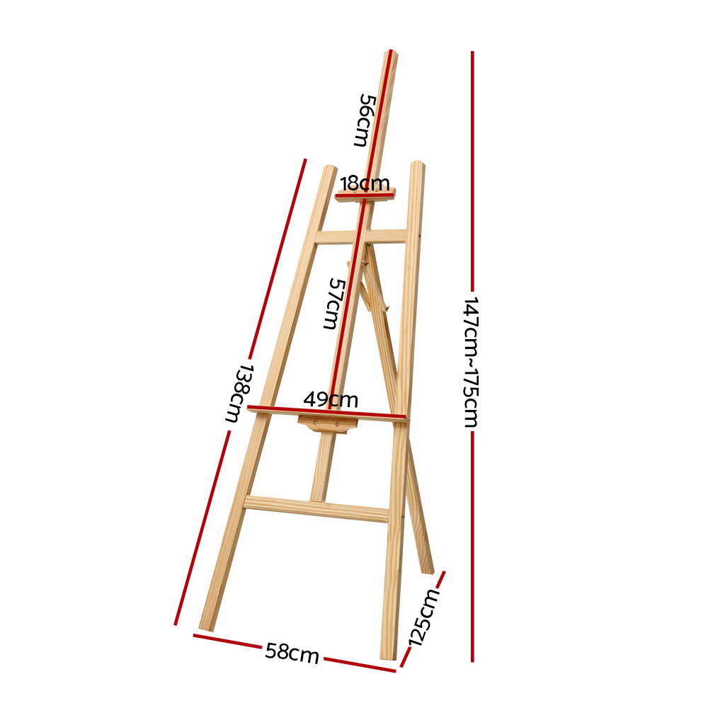 White Smoke "Artiss" A-Frame Wooden Painting Easel, Pine Wood, 175cm Easels