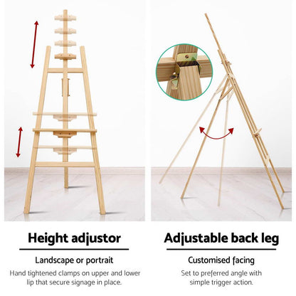 White Smoke "Artiss" A-Frame Wooden Painting Easel, Pine Wood, 175cm Easels