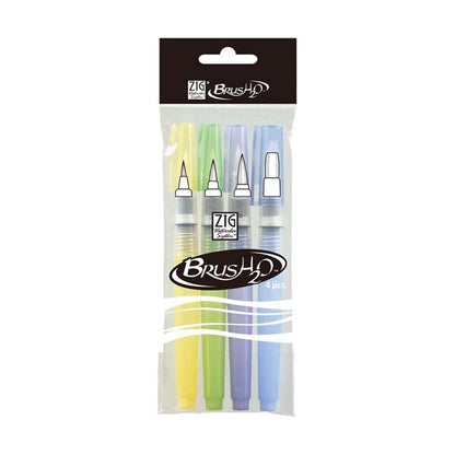 White Smoke ZIG Waterbrush, 4 Set Natural Hair Brushes