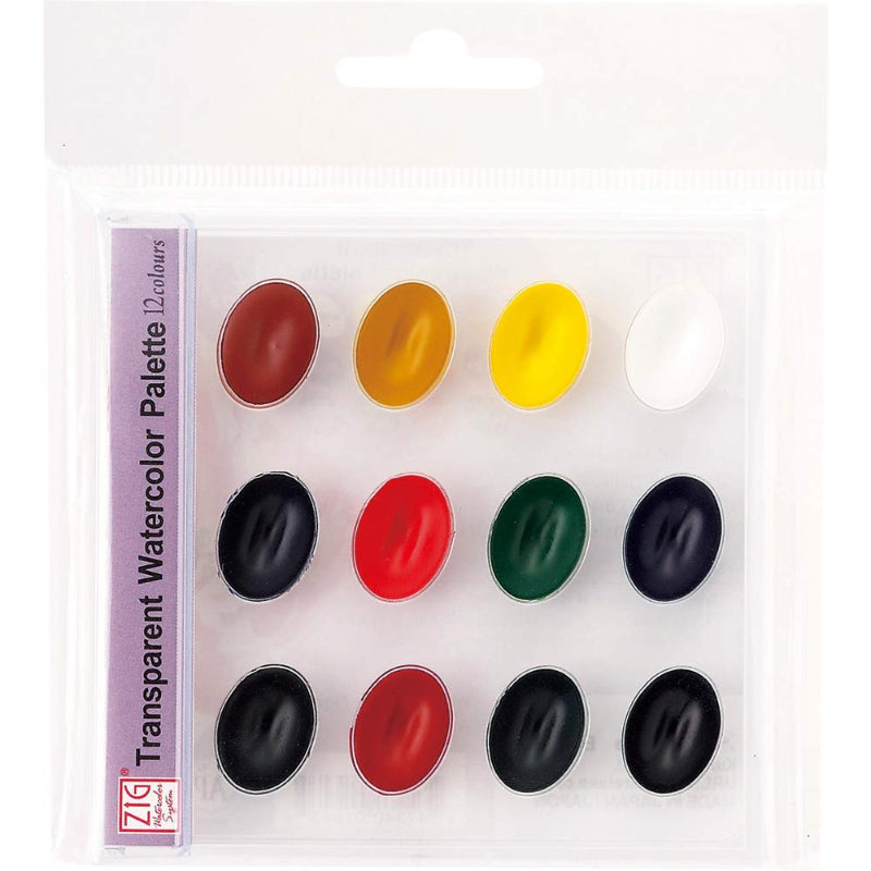 White Smoke ZIG Transparent Watercolour Palette – 12 Colours Watercolour Paint