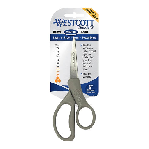 White Smoke Westcott Student Scissors 6" (152mm ), Anti-microbial Scissors