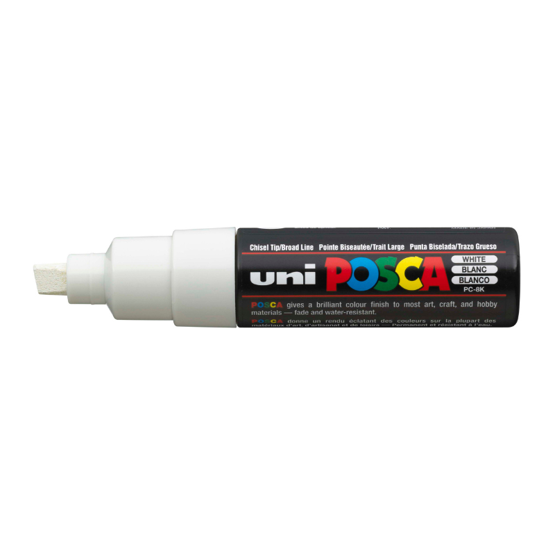 White Smoke Posca PC 8K Bold Chisel Tip Paint Marker, White Paint Markers