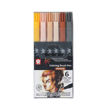 Dark Slate Gray Koi Brush Pen, Set of 6. Potrait Colours Pens and Markers