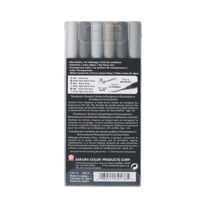 Dim Gray Koi Brush Pen, Set of 6, Grey Pens and Markers