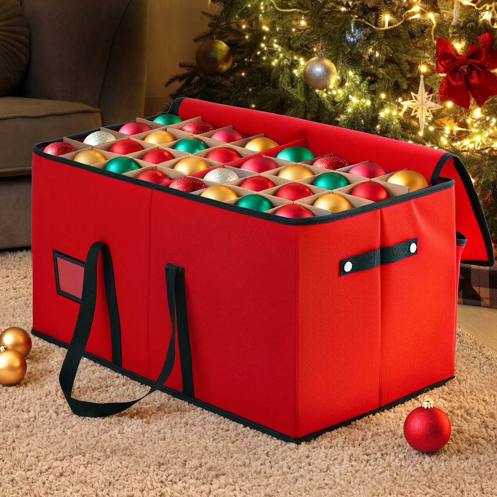 Firebrick Jingle Jollys Christmas Baubles Storage Box 128 Slots Decor Ornaments Container Occasions > Christmas > Christmas Decorations