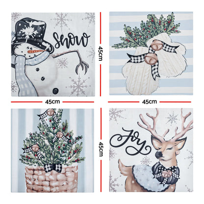 Light Gray Jingle Jollys Christmas Cushion Covers Set of 4 Pillow Covers 45x45cm with 4 Cute Patterns Blue Home & Garden > Decor > Cushions & Throws