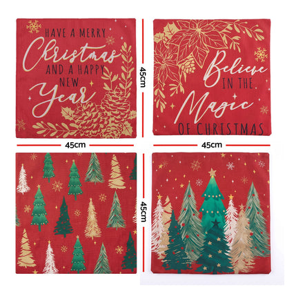 Brown Jingle Jollys Christmas Cushion Covers Set of 4 Pillow Covers 45x45cm with 4 Cute Patterns Red Home & Garden > Decor > Cushions & Throws
