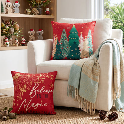 Lavender Jingle Jollys Christmas Cushion Covers Set of 4 Pillow Covers 45x45cm with 4 Cute Patterns Red Home & Garden > Decor > Cushions & Throws