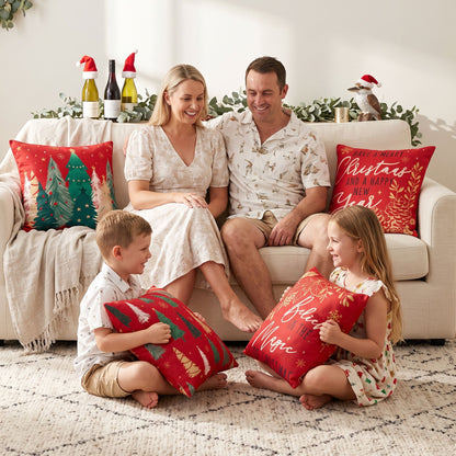 Gray Jingle Jollys Christmas Cushion Covers Set of 4 Pillow Covers 45x45cm with 4 Cute Patterns Red Home & Garden > Decor > Cushions & Throws