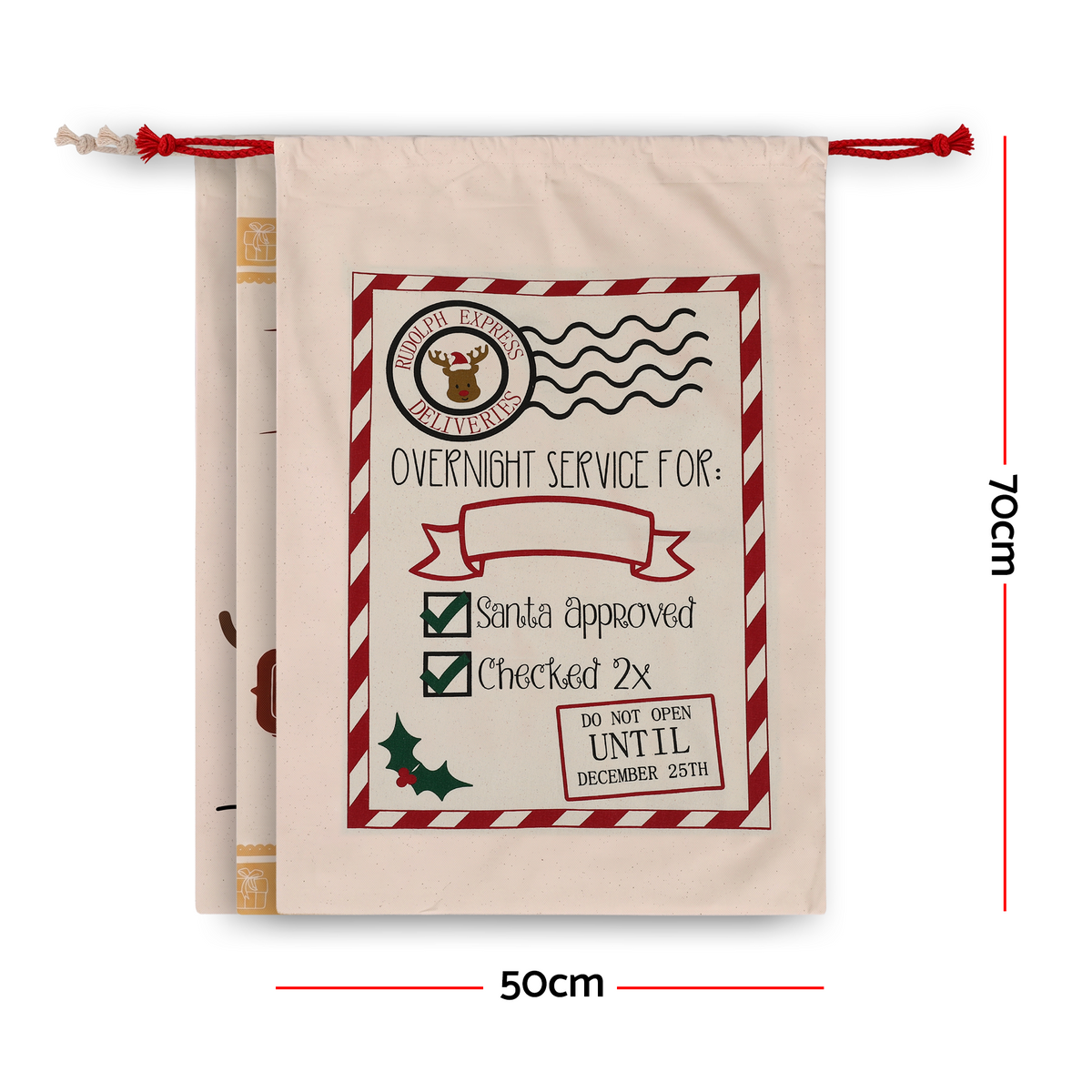 White Smoke Jingle Jollys 3PCS Christmas Santa Sacks Large Reusable Personalised Canvas Gift Storage Bags Occasions > Wrapping Paper & Gift Bags > Gift Bags