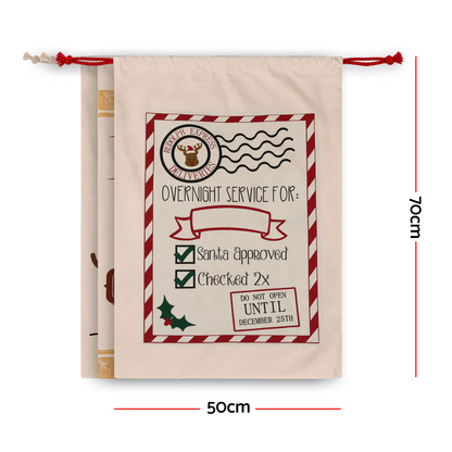 White Smoke Jingle Jollys 3PCS Christmas Santa Sacks Large Reusable Personalised Canvas Gift Storage Bags Occasions > Wrapping Paper & Gift Bags > Gift Bags