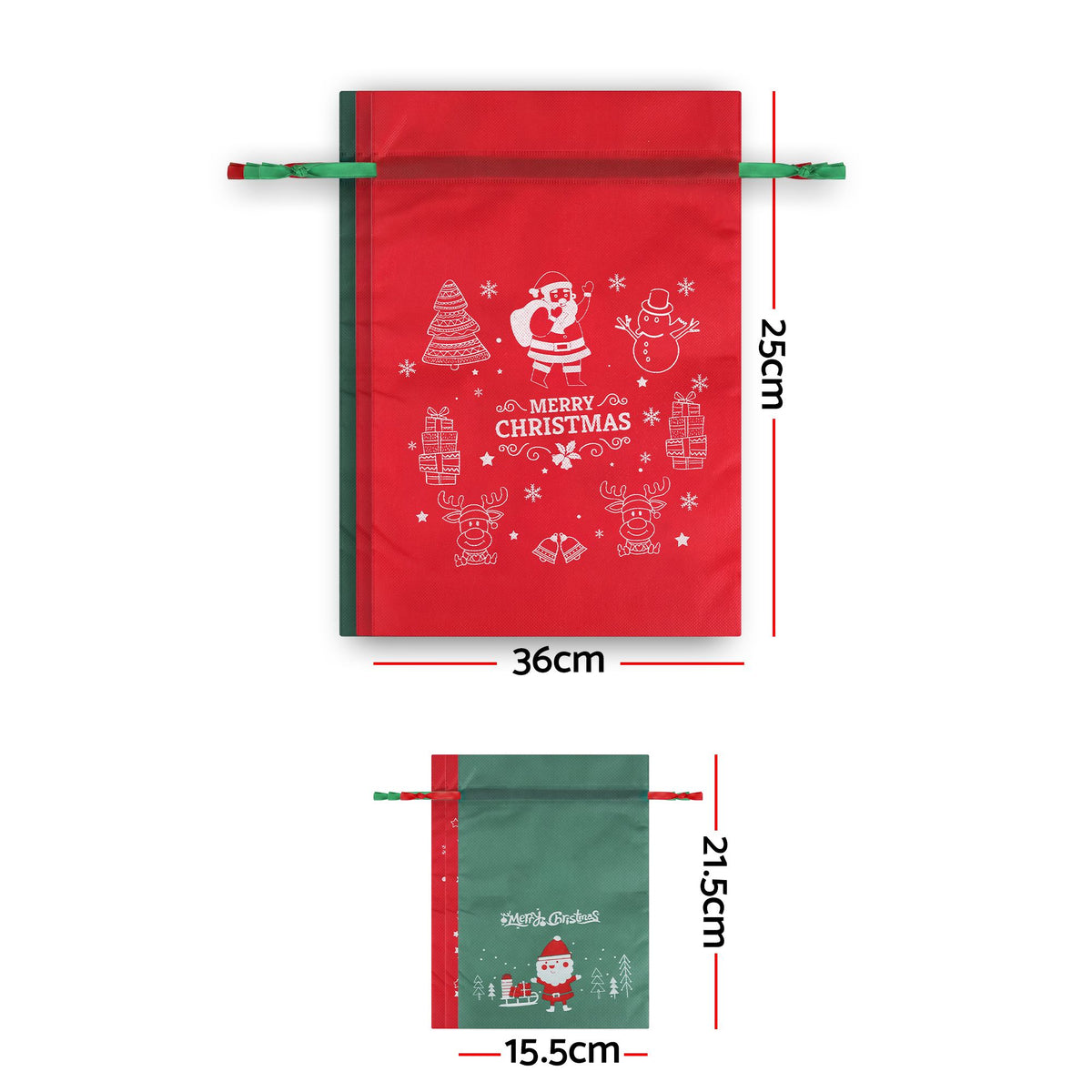 White Smoke Jingle Jollys 6PCS Christmas Santa Sacks Drawstring Reusable Gift Storage Bags 2 Sizes Occasions > Wrapping Paper & Gift Bags > Gift Bags