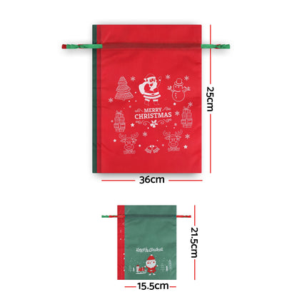 White Smoke Jingle Jollys 6PCS Christmas Santa Sacks Drawstring Reusable Gift Storage Bags 2 Sizes Occasions > Wrapping Paper & Gift Bags > Gift Bags