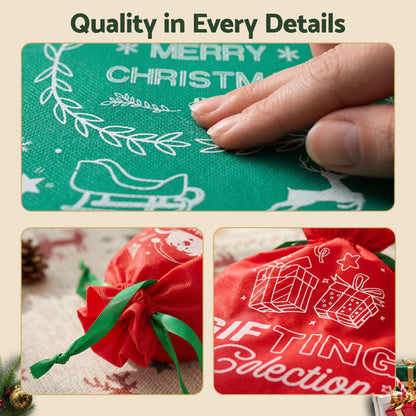 Bisque Jingle Jollys 6PCS Christmas Santa Sacks Drawstring Reusable Gift Storage Bags 2 Sizes Occasions > Wrapping Paper & Gift Bags > Gift Bags