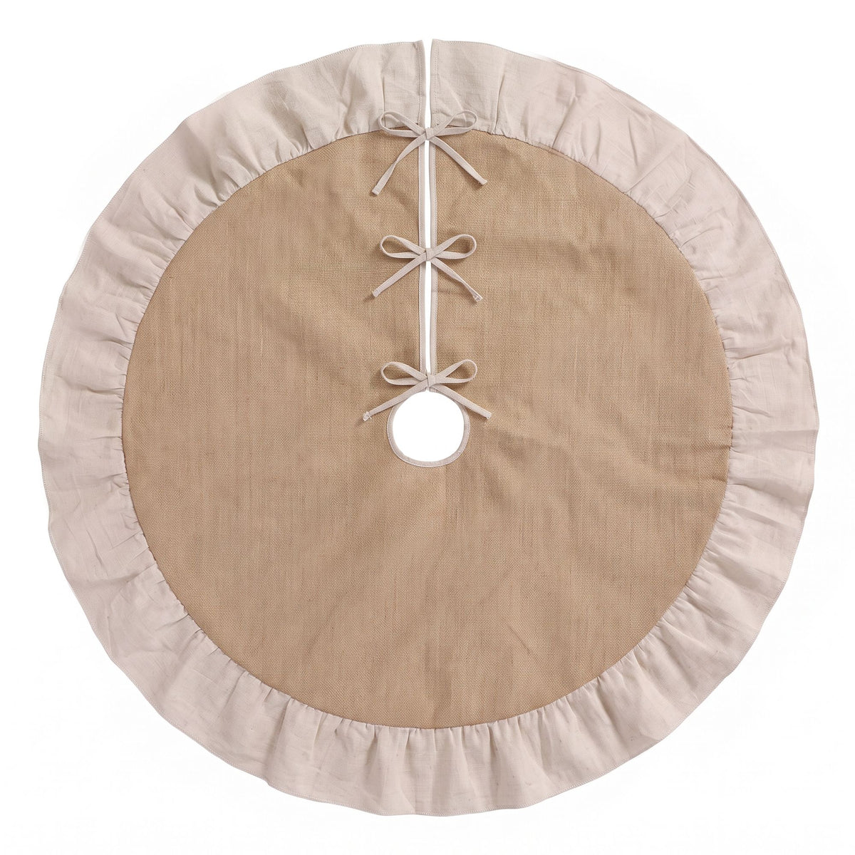 White Smoke Jingle Jollys 120cm Christmas Tree Skirt Linen Christmas Tree Mat Decor Occasions > Christmas > Christmas Decorations