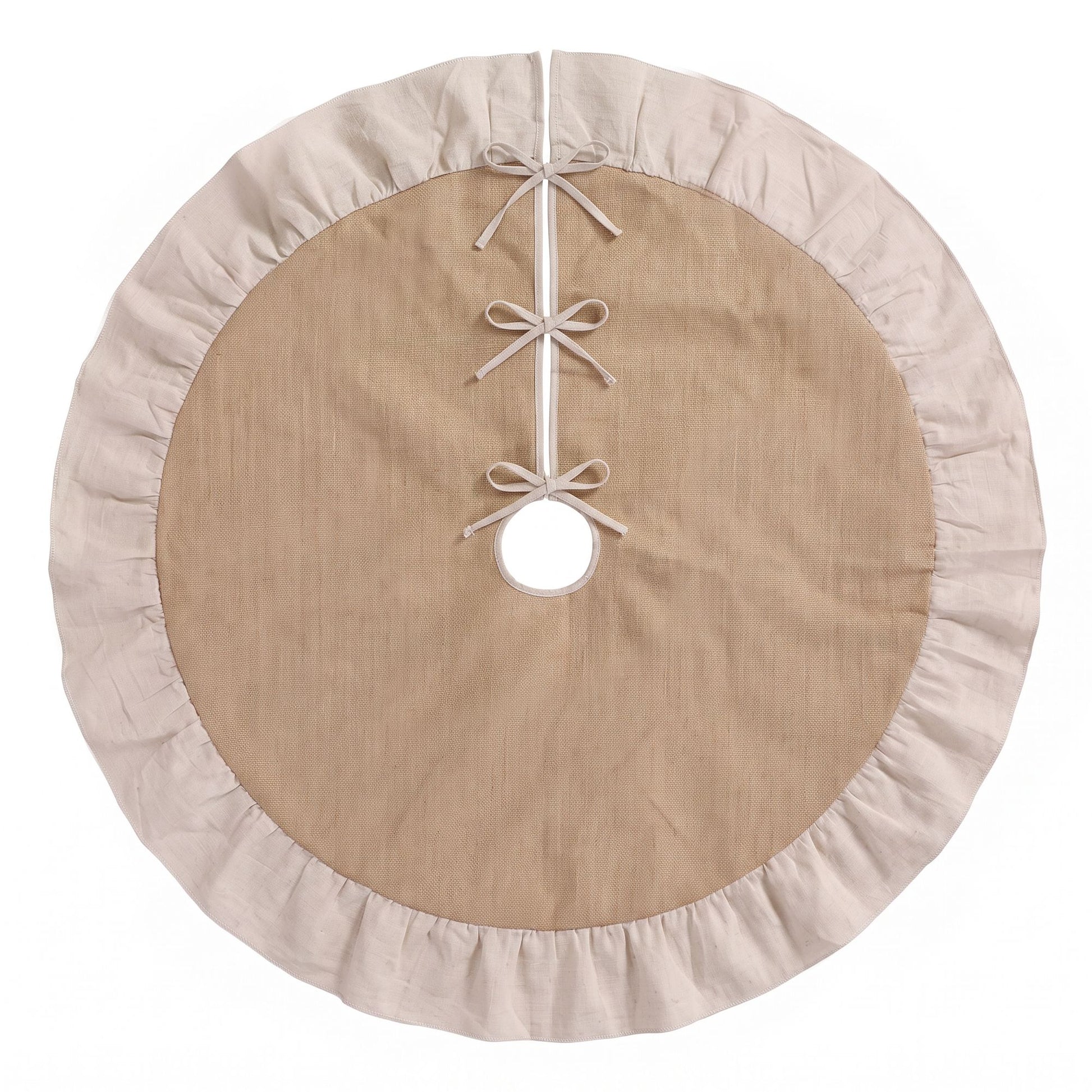 White Smoke Jingle Jollys 120cm Christmas Tree Skirt Linen Christmas Tree Mat Decor Occasions > Christmas > Christmas Decorations