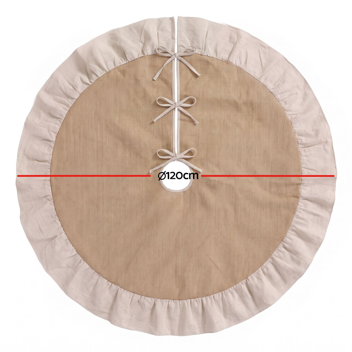White Smoke Jingle Jollys 120cm Christmas Tree Skirt Linen Christmas Tree Mat Decor Occasions > Christmas > Christmas Decorations