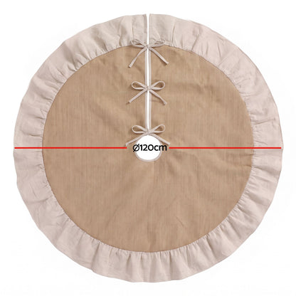 White Smoke Jingle Jollys 120cm Christmas Tree Skirt Linen Christmas Tree Mat Decor Occasions > Christmas > Christmas Decorations