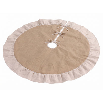Rosy Brown Jingle Jollys 120cm Christmas Tree Skirt Linen Christmas Tree Mat Decor Occasions > Christmas > Christmas Decorations