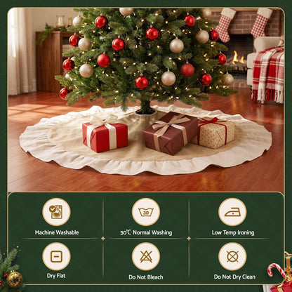 Dark Slate Gray Jingle Jollys 120cm Christmas Tree Skirt Linen Christmas Tree Mat Decor Occasions > Christmas > Christmas Decorations