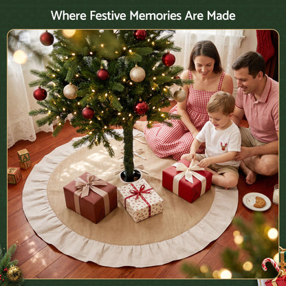 Gray Jingle Jollys 120cm Christmas Tree Skirt Linen Christmas Tree Mat Decor Occasions > Christmas > Christmas Decorations