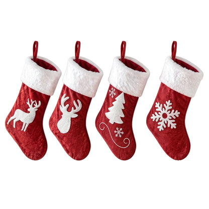 White Smoke Jingle Jollys 4 Pack Large Velvet Christmas Stockings 46.5cm Red White Decor Perfect For Gift Ideal, Fireplace Mantels Christmas Trees Holiday Party Decorations Occasions > Christmas > Christmas Decorations