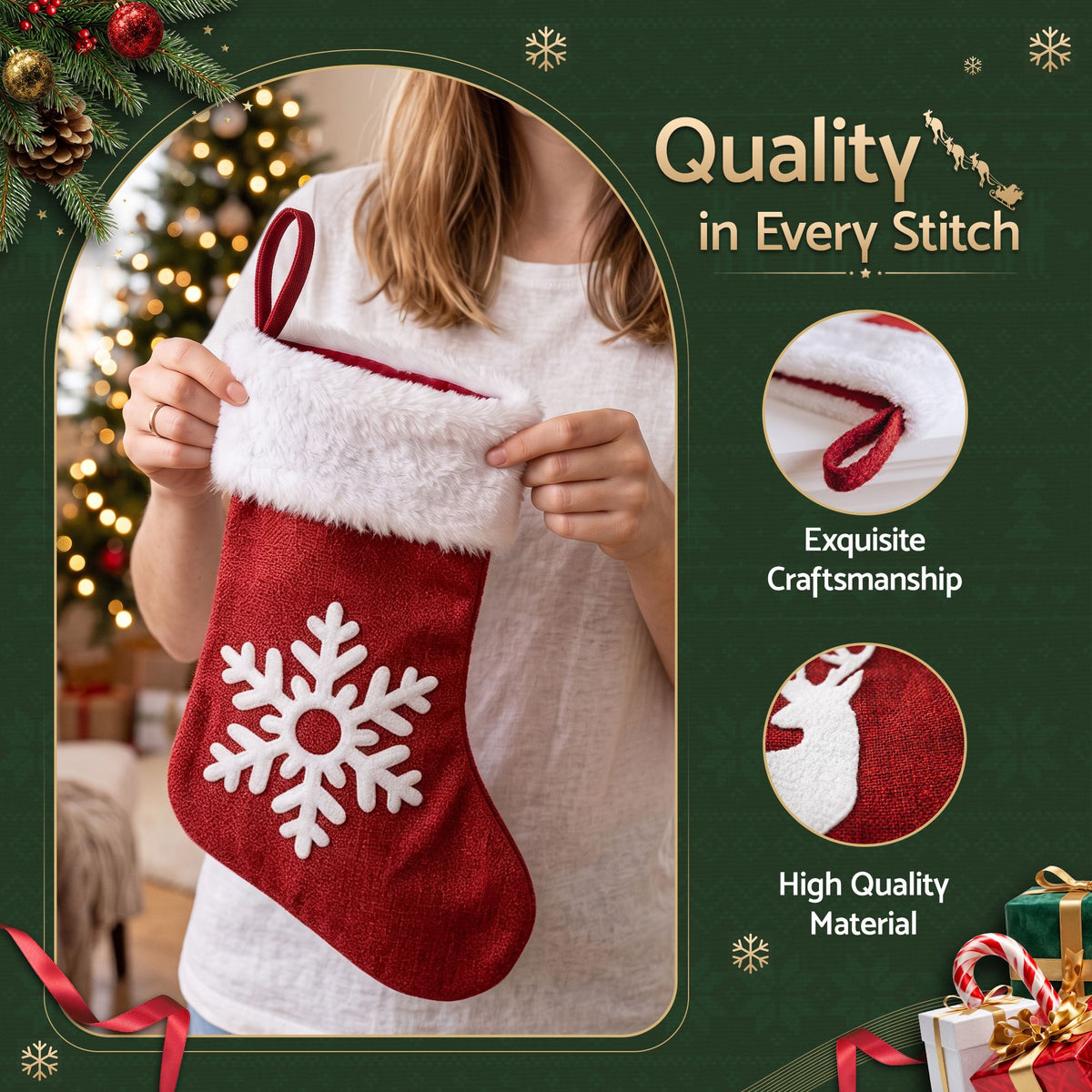 Dark Slate Gray Jingle Jollys 4 Pack Large Velvet Christmas Stockings 46.5cm Red White Decor Perfect For Gift Ideal, Fireplace Mantels Christmas Trees Holiday Party Decorations Occasions > Christmas > Christmas Decorations