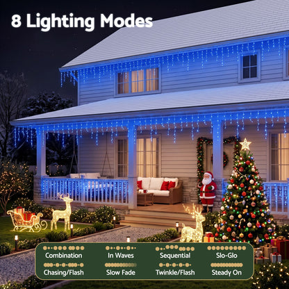Black Jingle Jollys 32M Christmas Lights Solar Icicle String Lights 960 LED Blue Occasions > Christmas > Outdoor Decorations & Lights