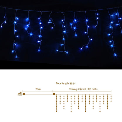 White Smoke Jingle Jollys 32M Christmas Lights Solar Icicle String Lights 960 LED Blue Occasions > Christmas > Outdoor Decorations & Lights