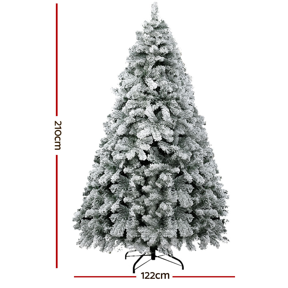 White Smoke Jingle Jollys Christmas Tree 2.1m Snow Flocked Xmas Tree Decorations 780 Tips Occasions > Christmas > Christmas Trees