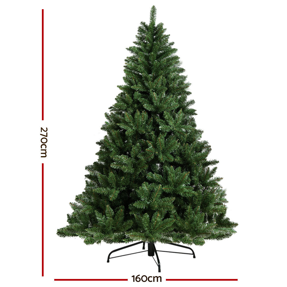 White Smoke Jingle Jollys Christmas Tree 2.7m Green Xmas Tree Decorations 1590 Tips Christmas