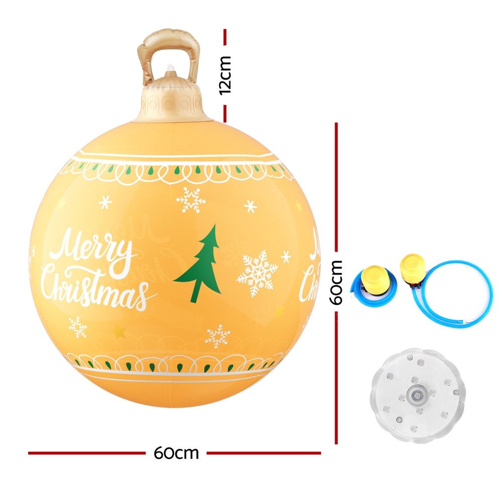 White Smoke Jingle Jollys Christmas Inflatable Ball 60cm Led Illuminated Xmas Decoration Christmas