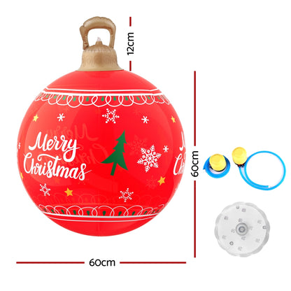 White Smoke Jingle Jollys Christmas Inflatable Ball 60cm Led Illuminated Xmas Decoration Red Christmas