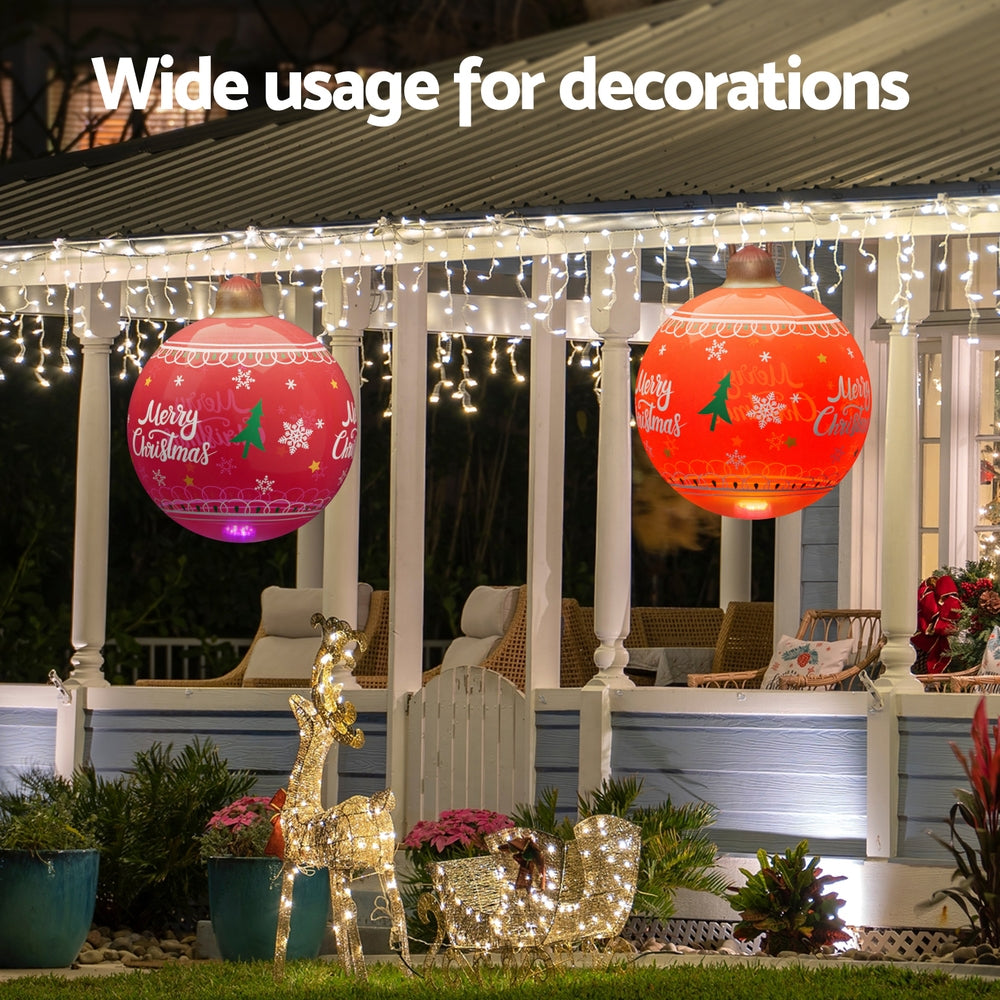 Black Jingle Jollys Christmas Inflatable Ball 60cm Led Illuminated Xmas Decoration Red Christmas