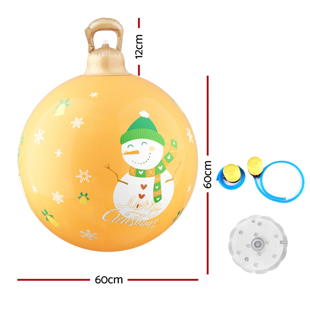 White Smoke Jingle Jollys Christmas Inflatable Ball 60cm Led Illuminated Snowman Xmas Decor Christmas