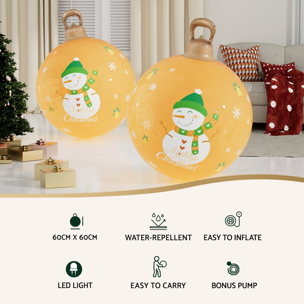 Seashell Jingle Jollys Christmas Inflatable Ball 60cm Led Illuminated Snowman Xmas Decor Christmas